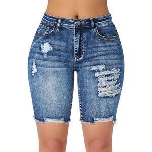 Women's High Waist Denim Shorts Ripped Casual Summer Jean Fit